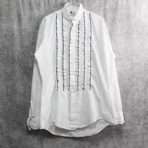 black & white no collar frill shirt