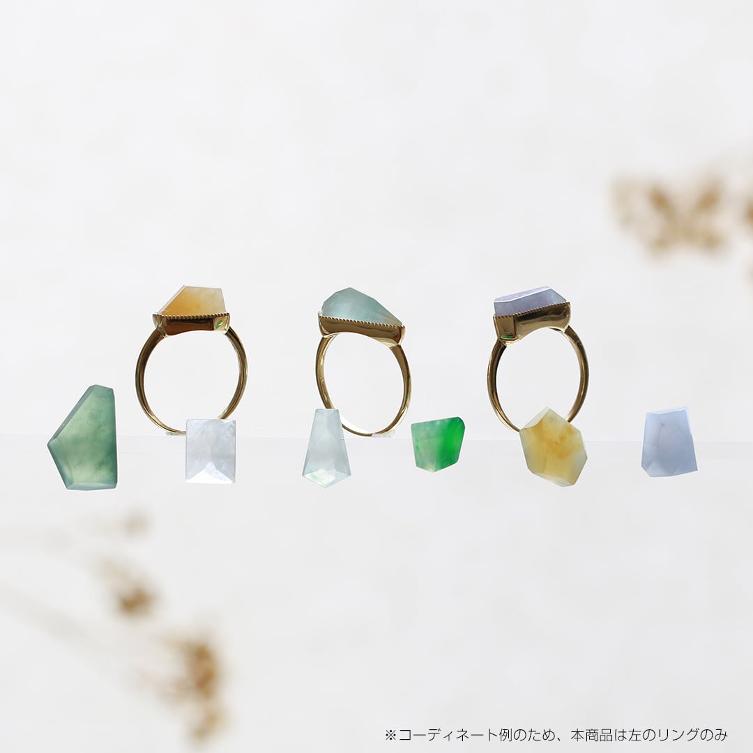 ファセットカットリング orange facet cut millgrain ring A貨翡翠