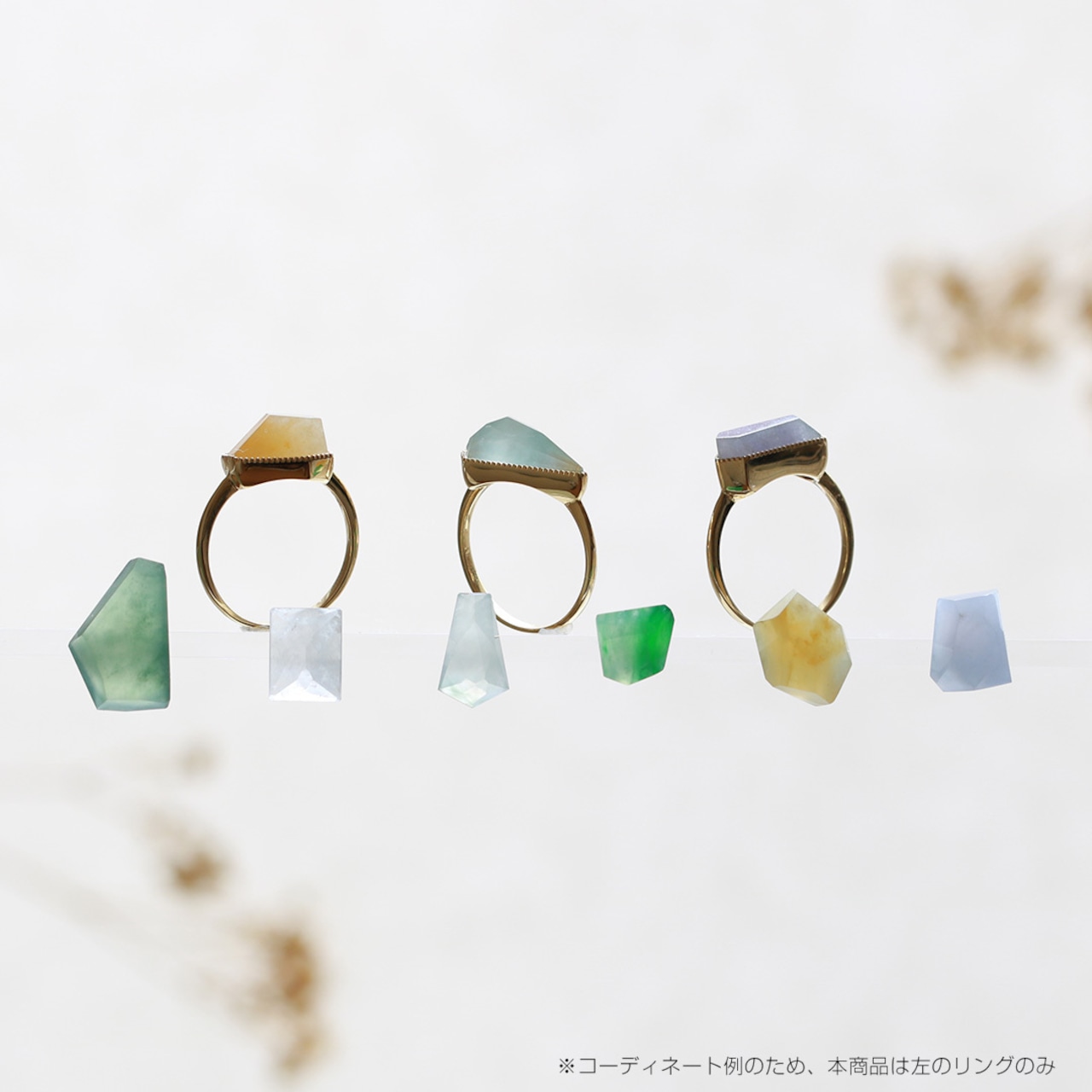 ファセットカットリング orange facet cut millgrain ring A貨翡翠 jd_rg1899