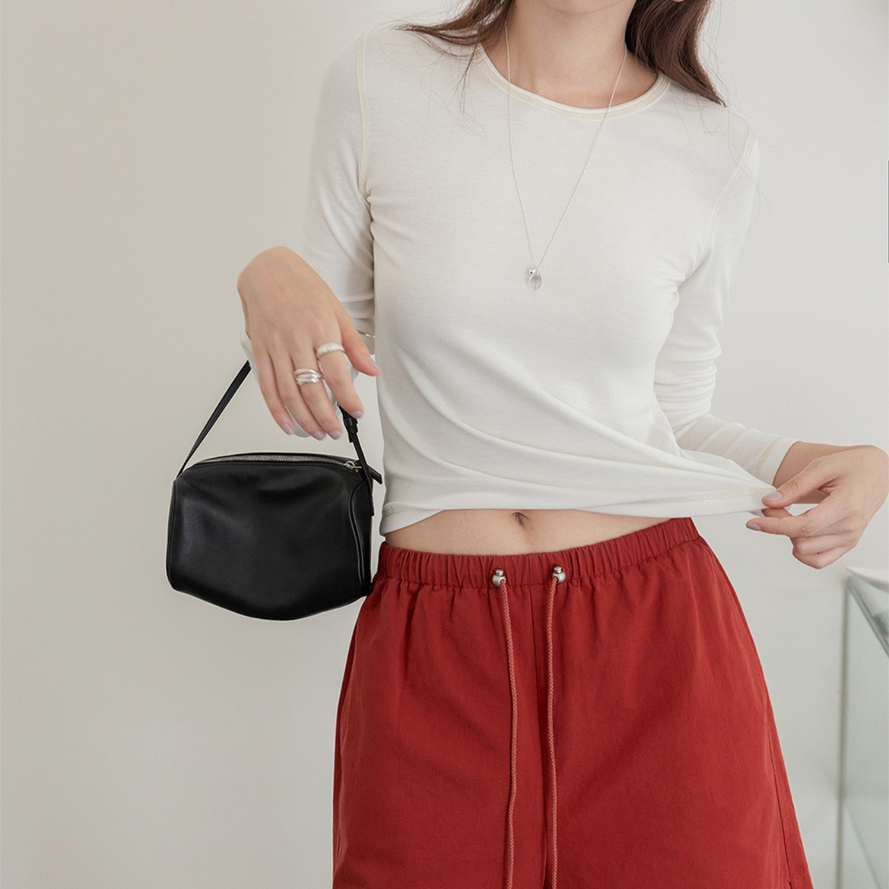 Contrast Stitch Long Sleeve Tee T3707