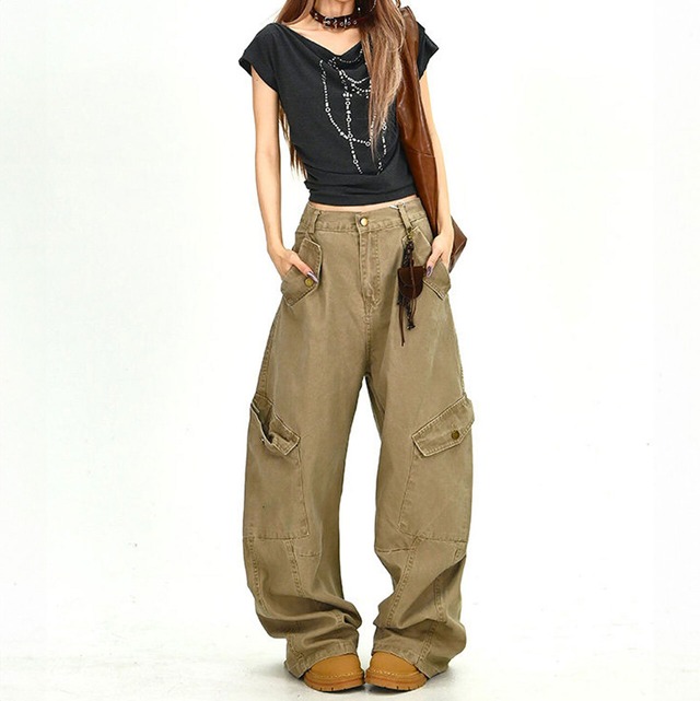 ヴィンテージライクボリュームラインカーゴワークパンツ 2col   R01908