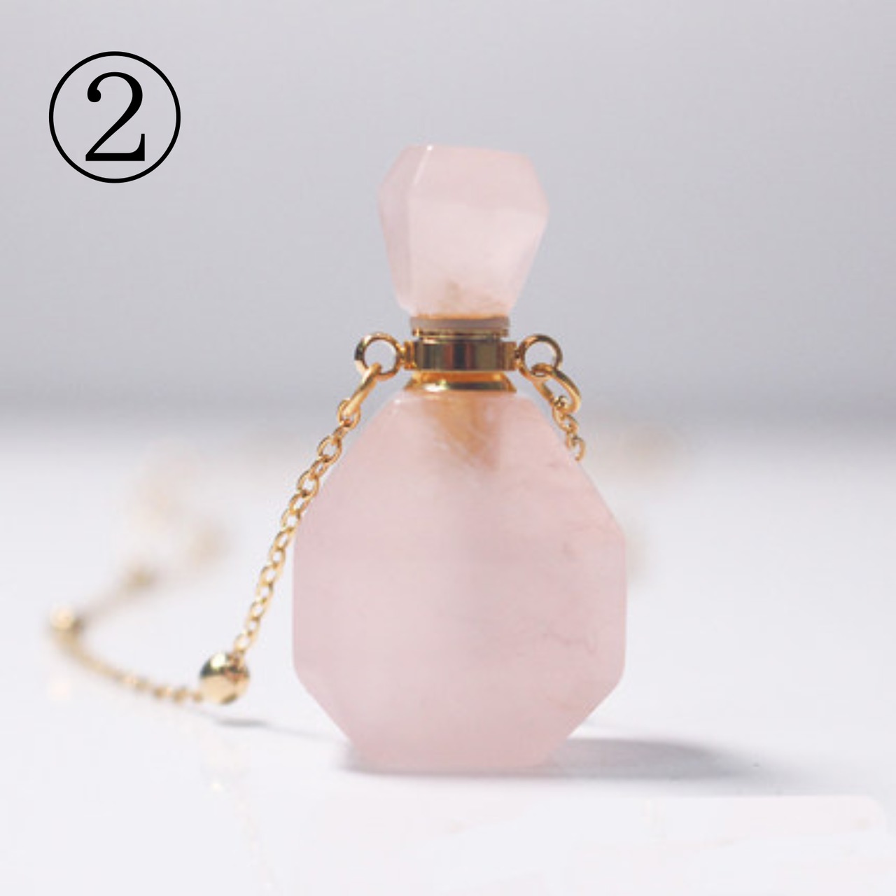 鉱石ポーションボトルⅡ〜ローズクウォーツの香水瓶ネックレス〜M23125