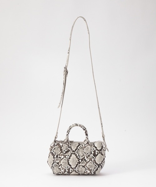 【OUTLET SALE★シンプルショルダー★コーデのアクセントになるパイソン柄】Gem.Snake Pattern Leather Mini Bag パイソン柄