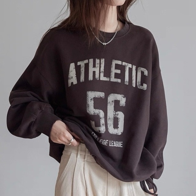 フロントプリント 長袖 オーバーサイズ スウェット　◆2col  SA10081