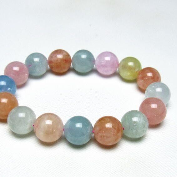 ミックスカラーベリル ブレスレット 14mm 一点物 メール便可 [M便 1/10] 111-48906