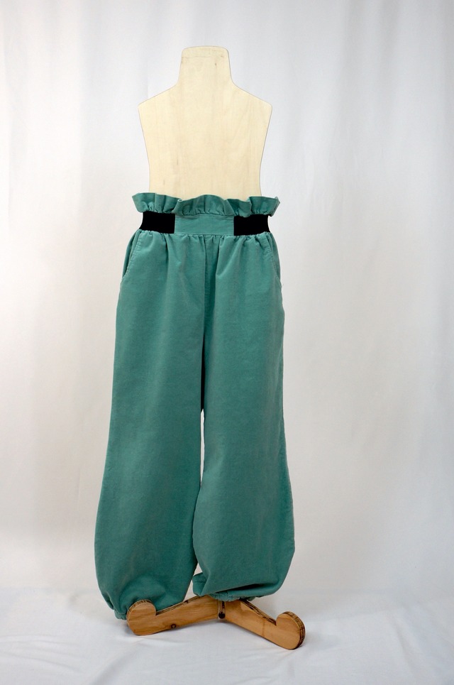 【22AW】folkmade(フォークメイド)velveteen peacedye pants mint　green（S/M/L）パンツ　