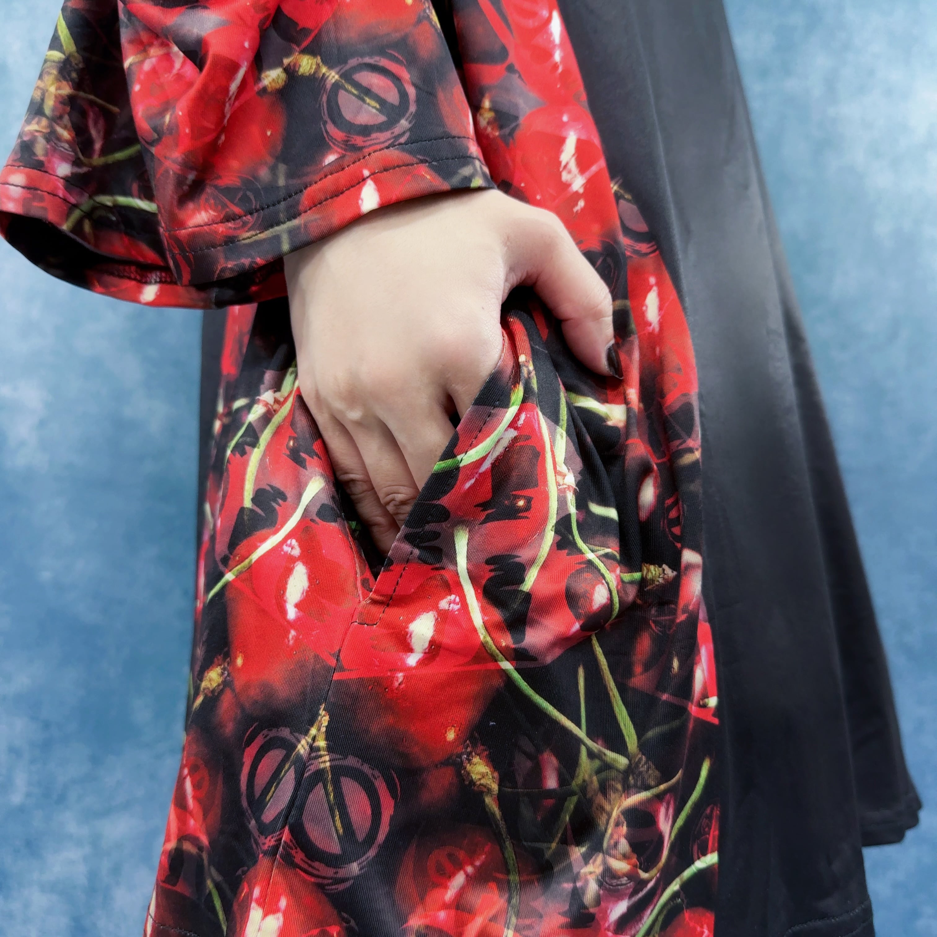 2WAY ZIP SLEEVE OVER SIZE PULLOVER【CHERRY PATTERN】 | NIER CLOTHING