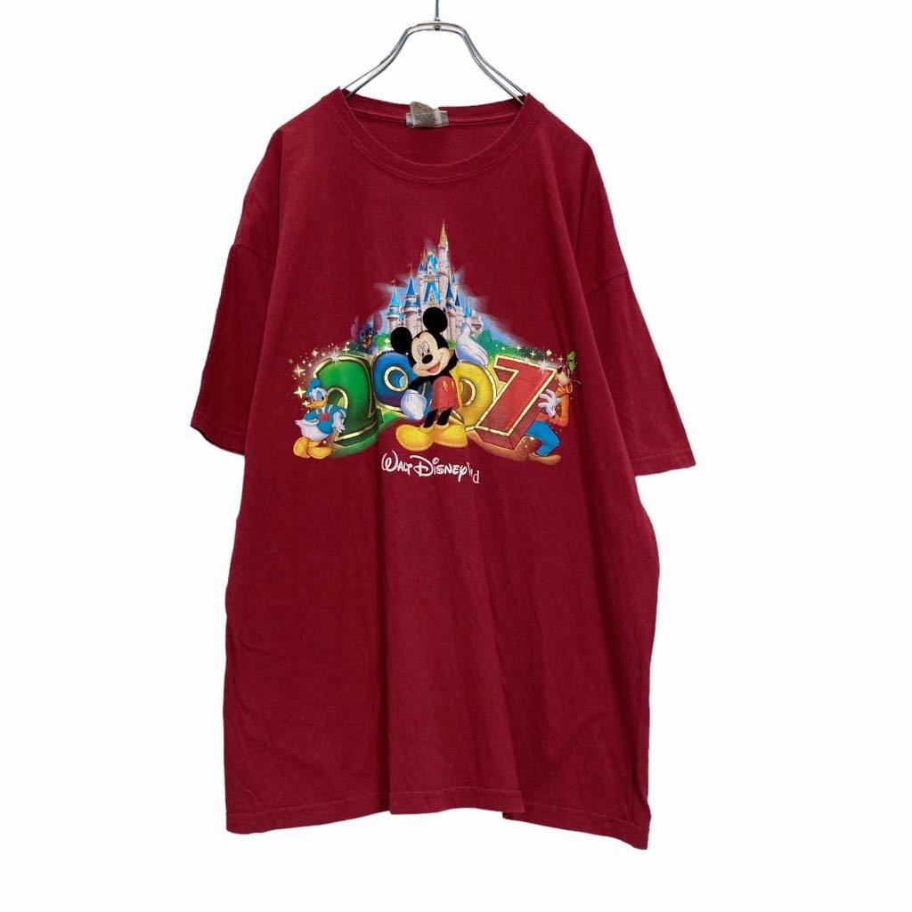 walt Disney world 半袖 プリント Tシャツ XL レッド ウォルト