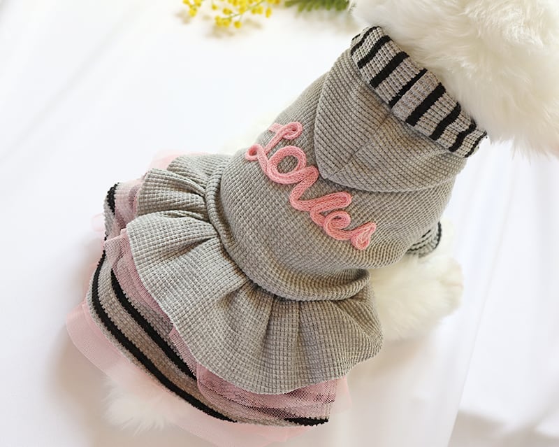 LOVEフードワンピース S ~ XL / 犬の服 犬服 ペット洋服 ドッグウェア ペット用品 小型犬 中型犬 onepiece22m