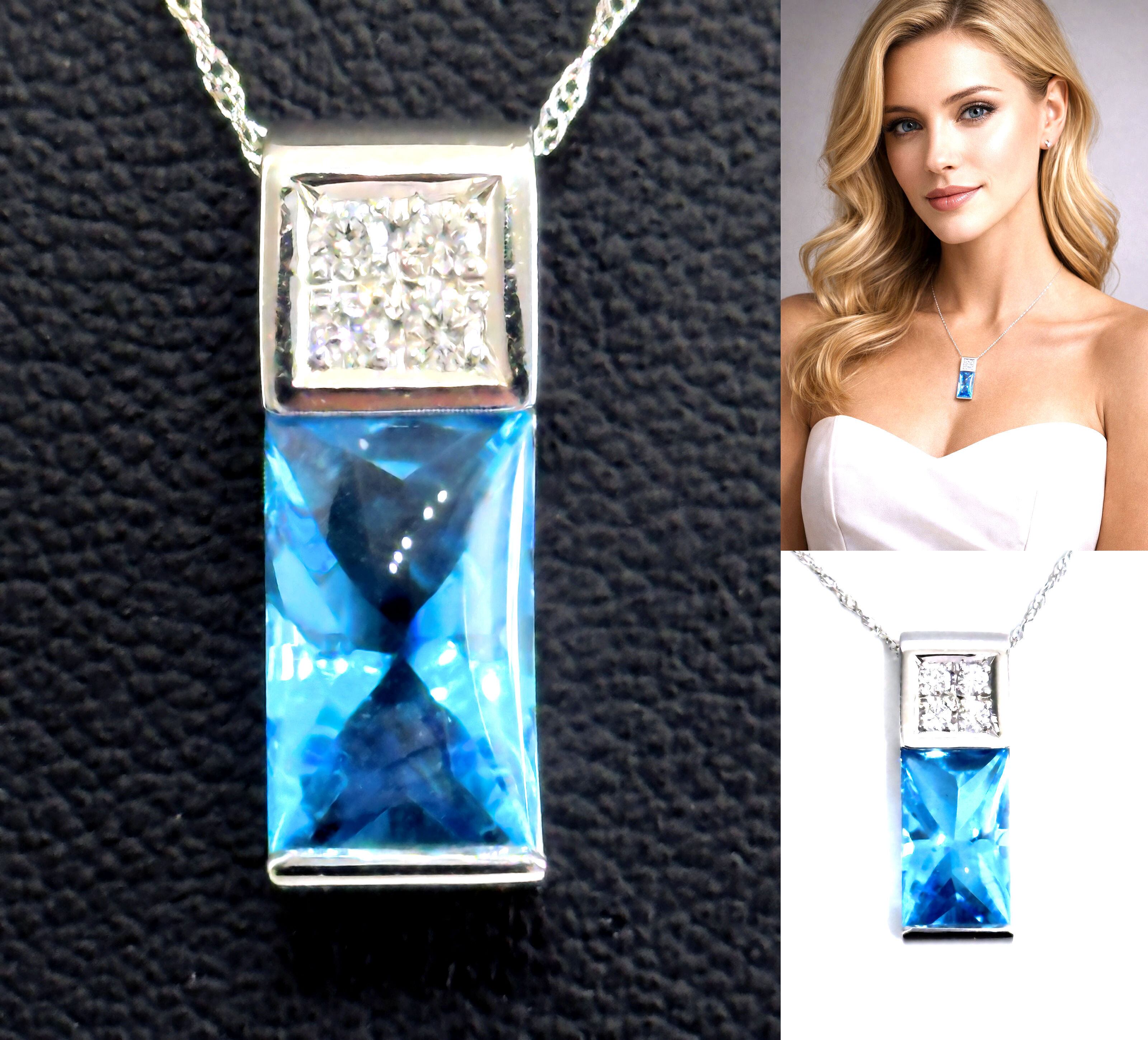 TASAKI タサキ 田崎 ブルートパーズ ダイヤモンド ネックレス 0.11ct