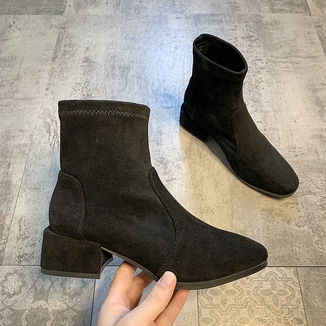 ブーツレッドカジュアルブラック薄手 靴 シューズ スクウェア フェイクシューズ31629349032