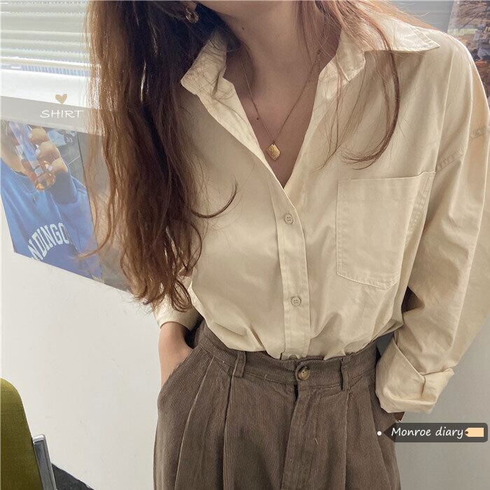 ホワイトシャツ スプリングコート トップス シャツ ロング 春物 モンロー79243584586