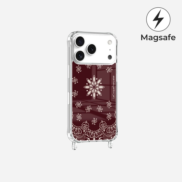 ラコックフランセーズ   iPhoneケース ストラップホール付き プリントケース バンダナ ボルドー Coque iPhone PrAnneaux Imprimée Bandana Bordeaux