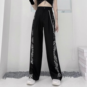 【予約】side paisley-patterned high-waist chain wide pants