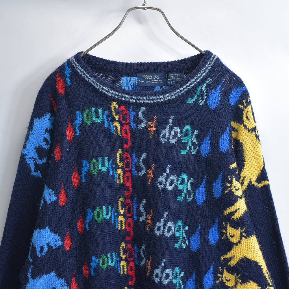 ヴィンテージ  ニット セーター 古着 90s Italy製 CAMBIO フラワー アート ミックス ウール ニット