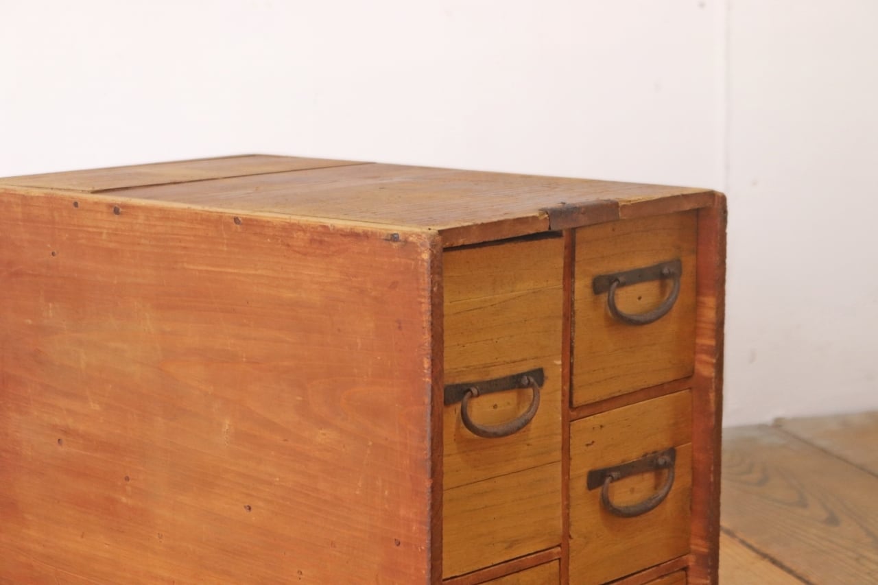 レトロ 卓上 小引き出し 抽斗 5杯 時代物 収納 小物入れ 木製