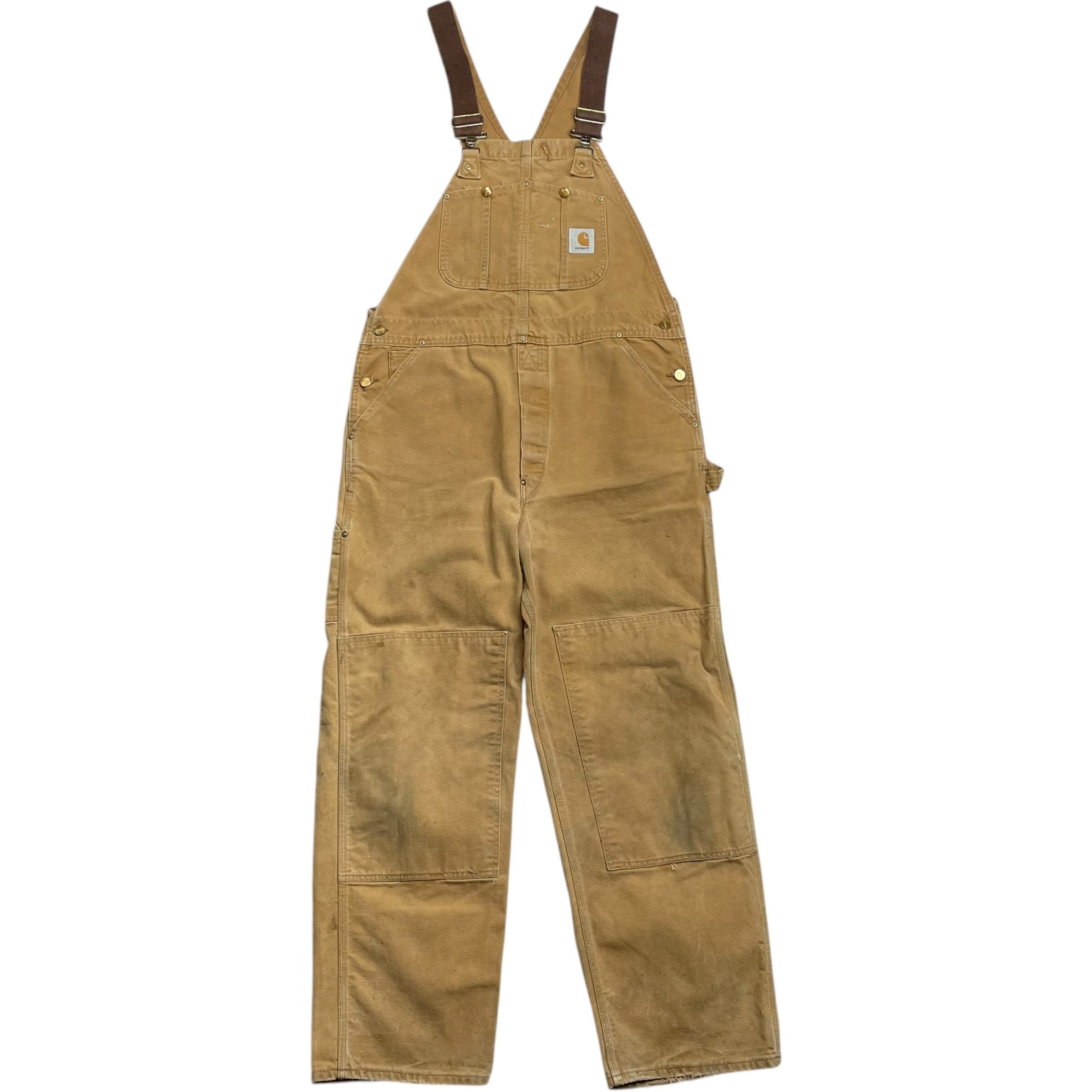《実寸 W39L30》 Carhartt カーハート オーバーオール ダブルニー ブラウン no.5457
