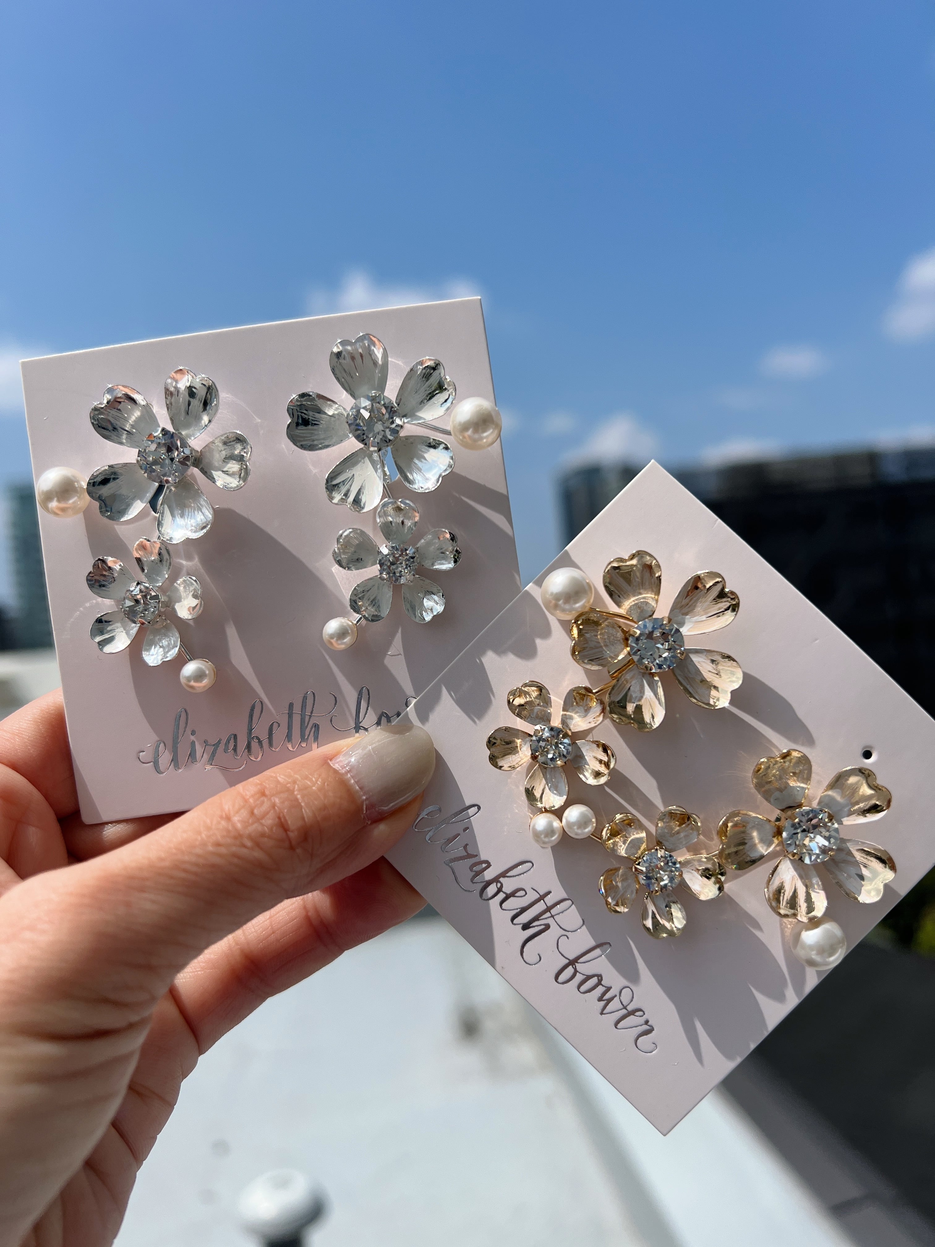 Elizabeth Bower】Daisy Double Stud イヤリング シルバー