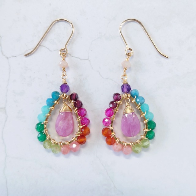 Rainbow color pierce&earring P041