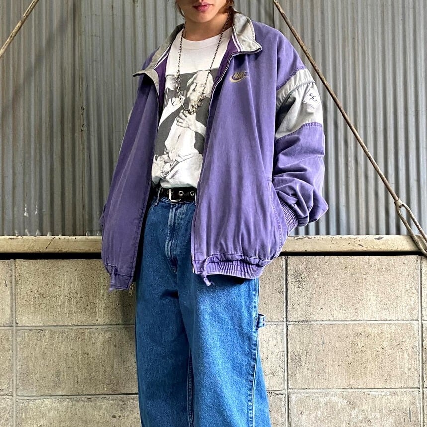 【美品】90s ナイキ　刺繍ロゴ　ナイロンジャケット　希少XLサイズ