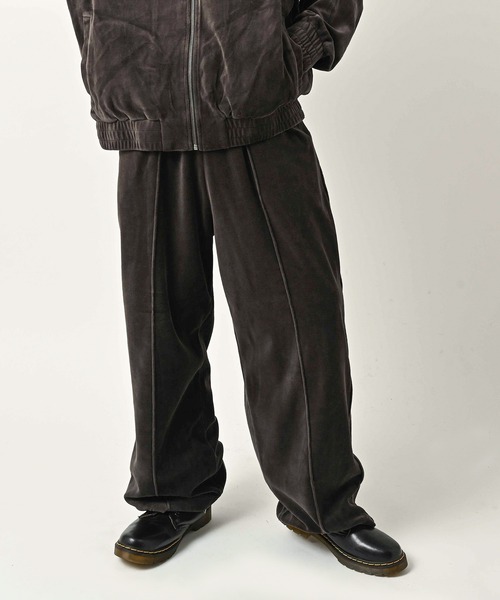 many men many mind Powder-finish velour track pants (BLK) M2628010