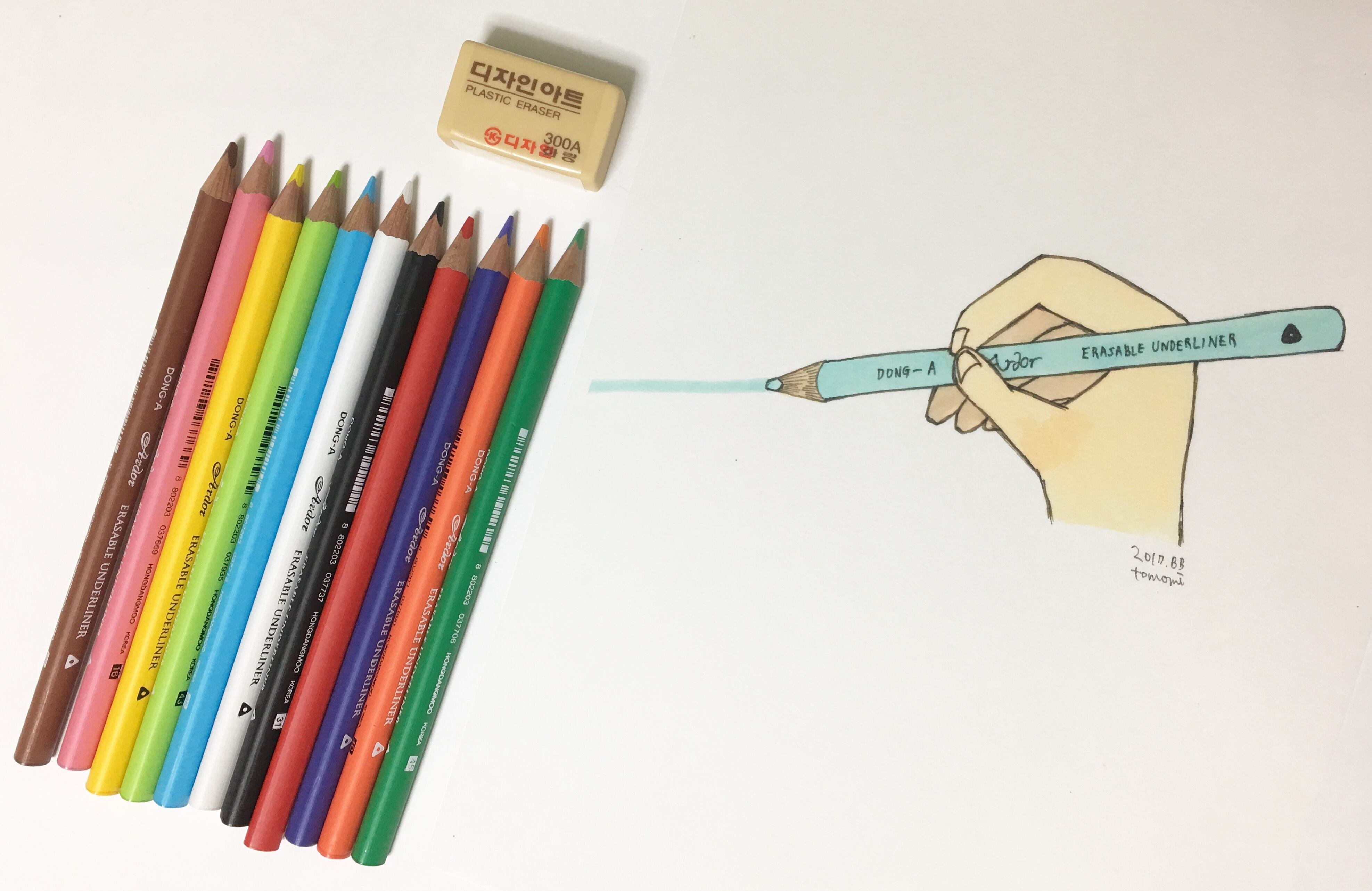 太軸三角形 消せる色鉛筆１１本 / 消しゴムSET _ DONG-A