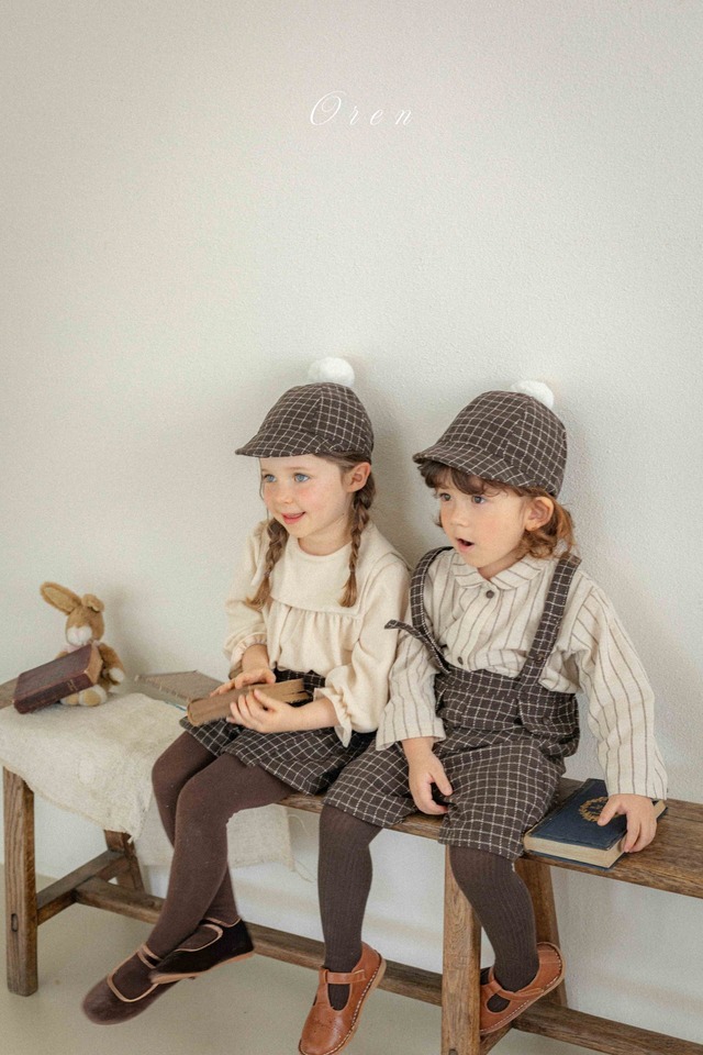 《予約》oren ¨ bebe) miel wool check suspender pants