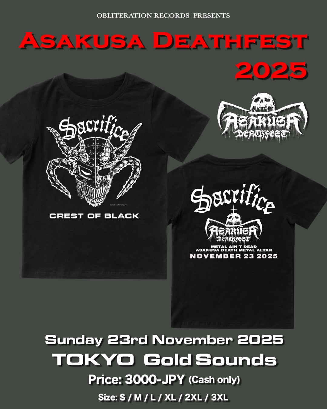 ●SACRIFICE SACRIFICE 浅草デスフェスト 限定Tシャツ | CHROSH Bookings Official Shop