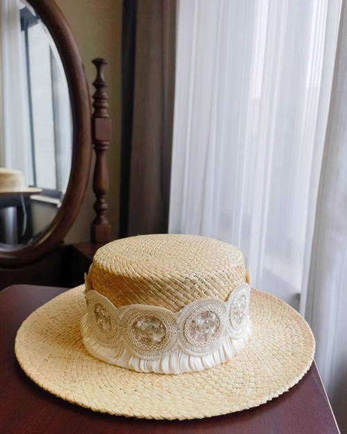 -straw hat- ビジュー付き 麦わら帽子