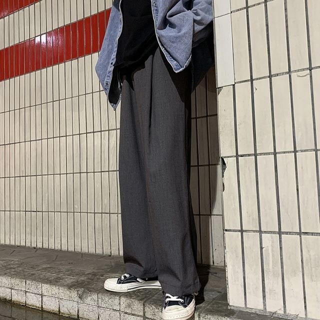 予約販売】ワイドパンツ メンズ ワイドレッグ ストリート ブラック 