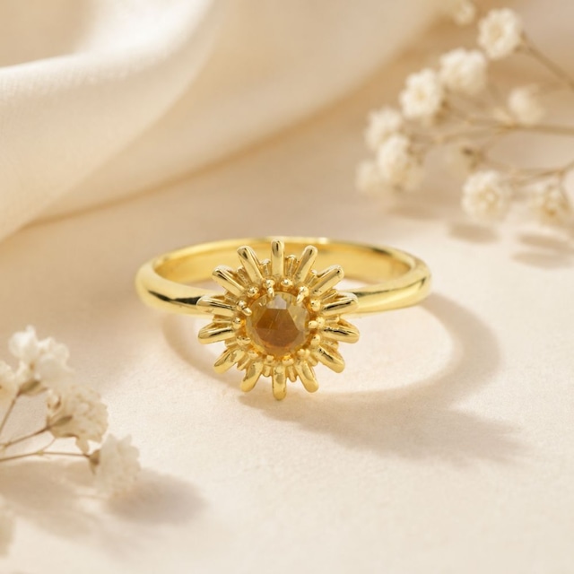ひまわりの光リング｜宝石変更・オーダーメイド対応 | EsolaraJewelry