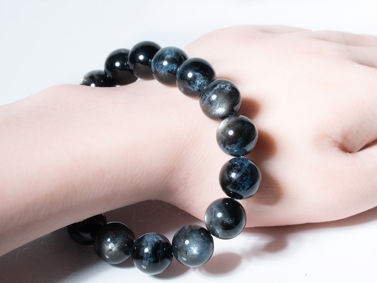 No.2591 【SS】ブラックスターアクアマリンブレスレット