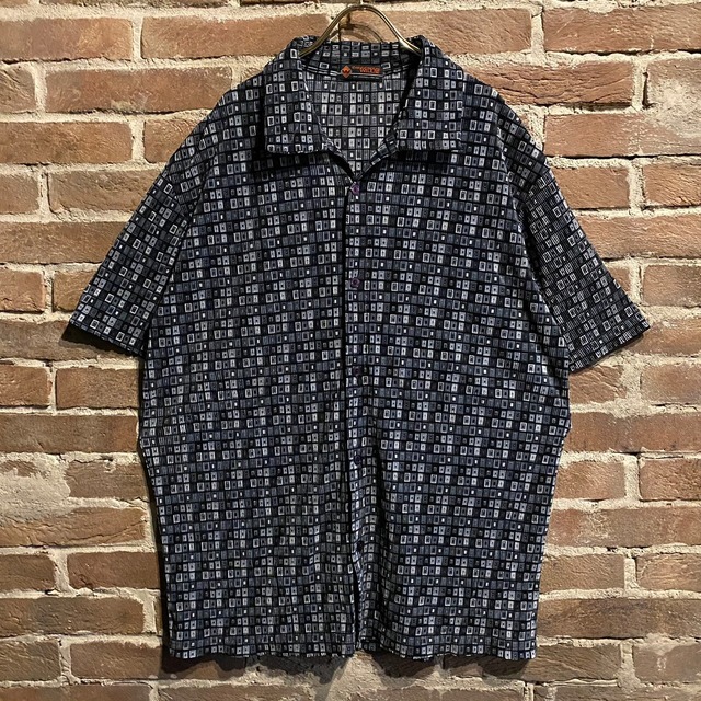【Caka act3】Artistic Square Total Pattern S/S Open Callar Shirt