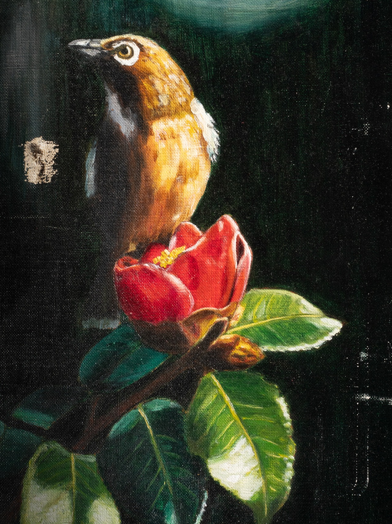 "a canvas with hole" vintage Oil painting