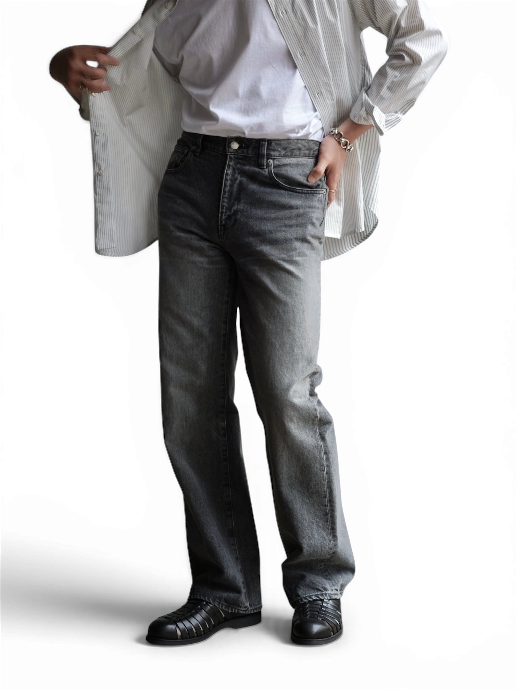 GEN IZAWA / Straight denim pants (black-wash) | TUNAGI JAPAN