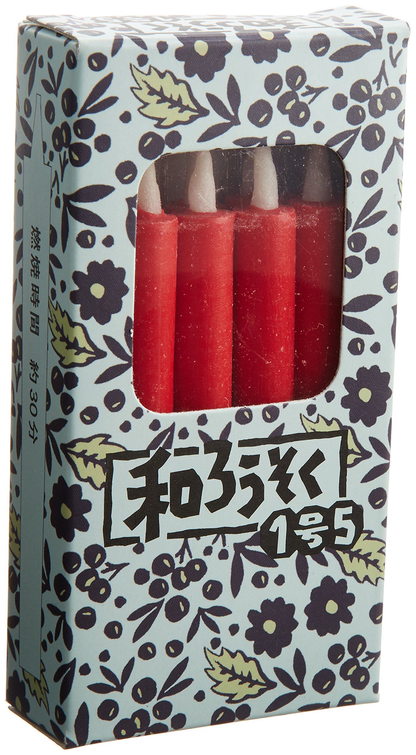 【新着特価】カメヤマ 和ろうそく 1号5(赤) 箱入り 10本 約30分