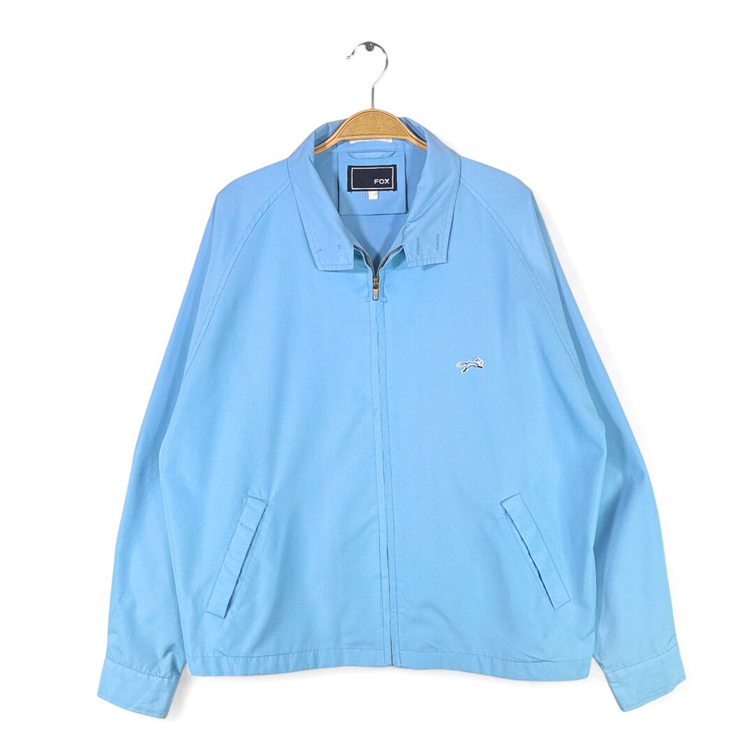 80s フォックスコレクション ヴィンテージスウィングトップ ワンポイントロゴ ライトブルー JC PENNEY FOX COLLECTION メンズXL相当 古着 @DZ0719