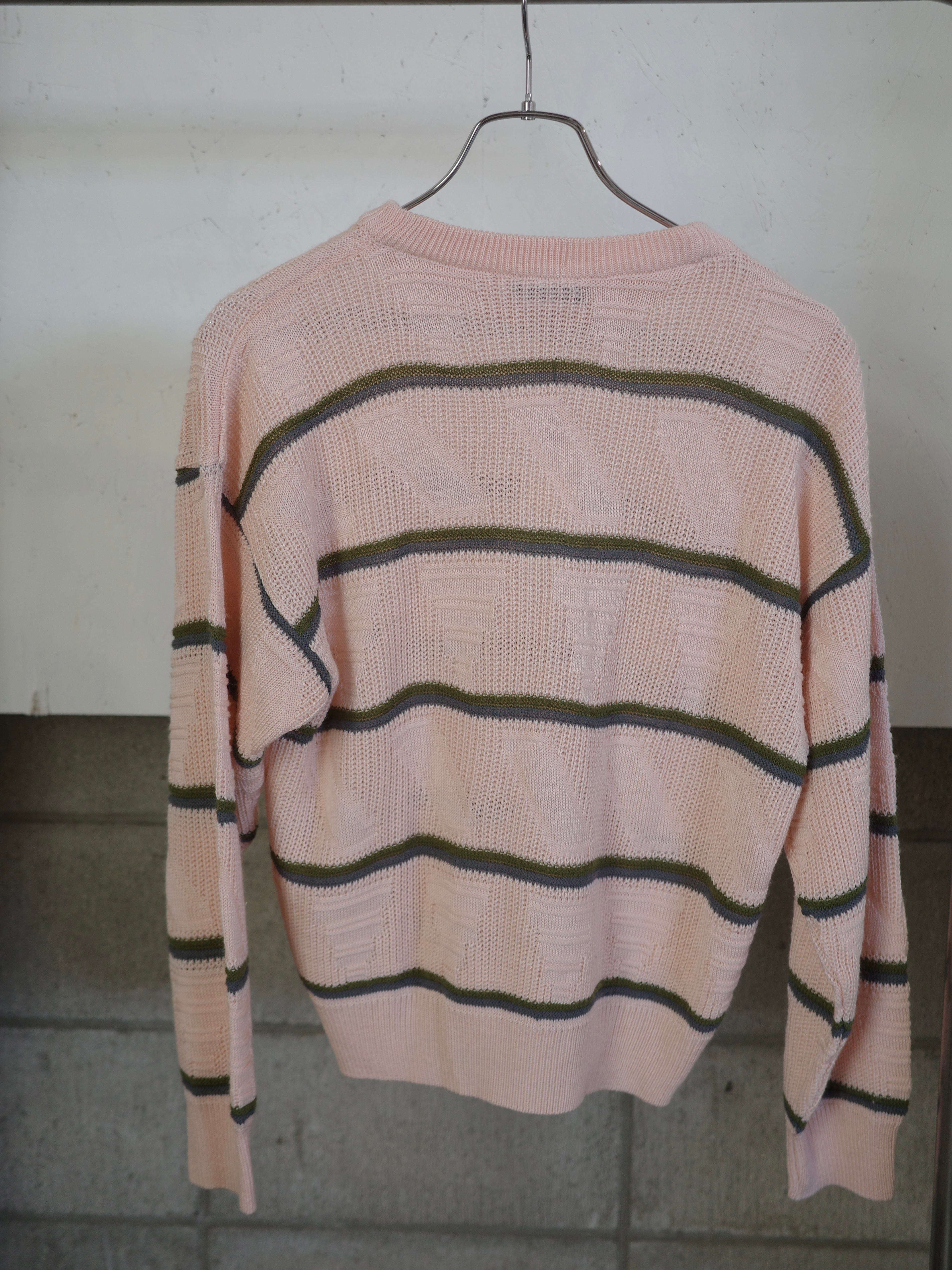 vintage>multi border pink knit | CherLife