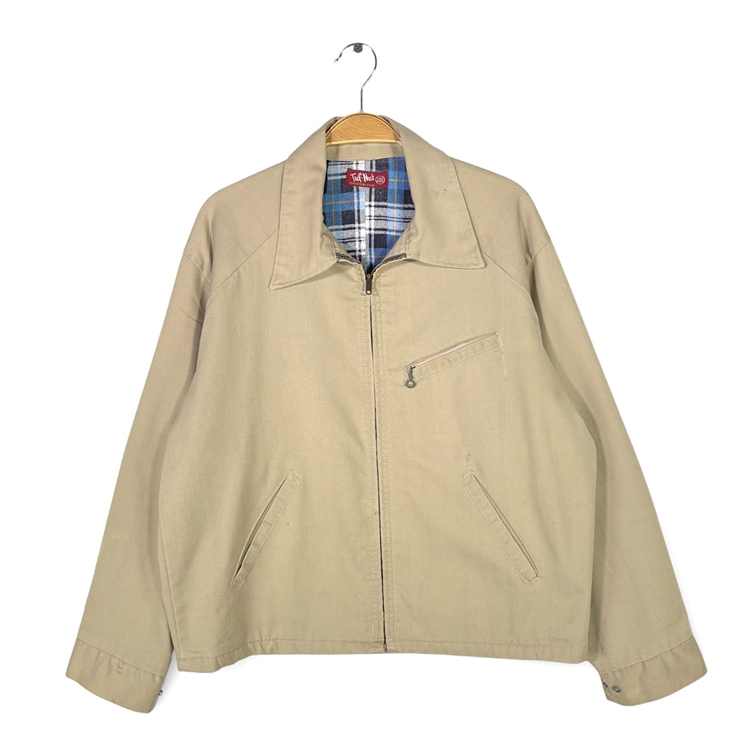 60s タフナット ヴィンテージ ワークジャケット コットンジャケット フランネルライナー タロンジップ ベージュ TUF-NUT メンズL相当 古着 DE0048