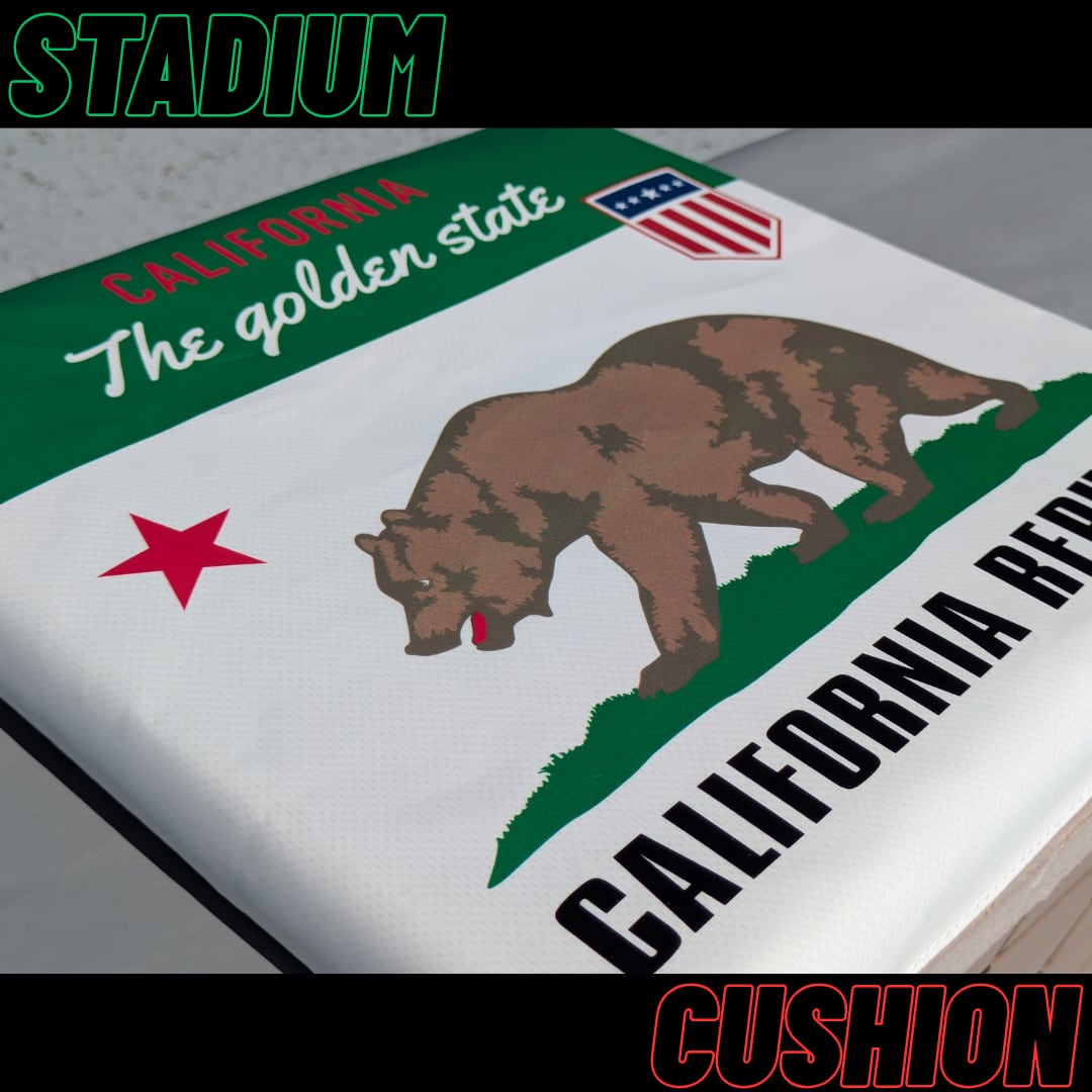 【 STADIUM CUSHION / スタジアム クッション 】 The State of California  / カリフォルニア州旗 / Pennzoil / ペンズオイル〚アメリカン雑貨 アメトイ〛
