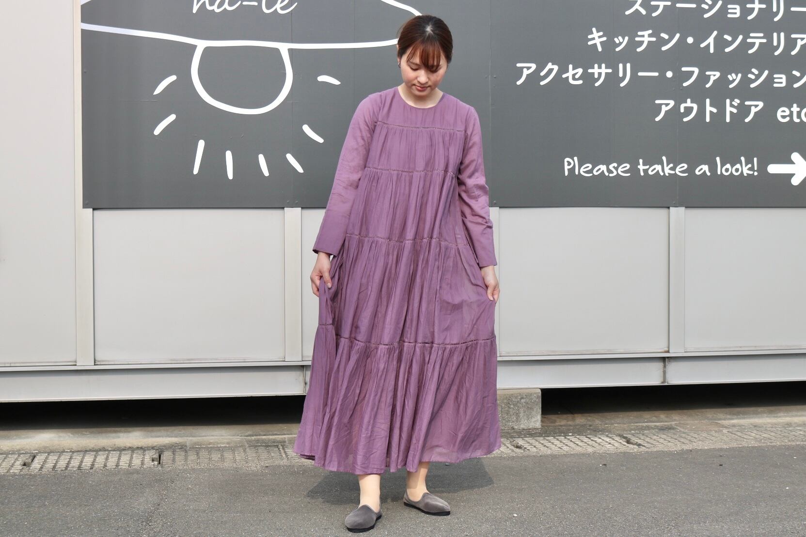 ヌキテパ　cotton voile tiered maxi dress
