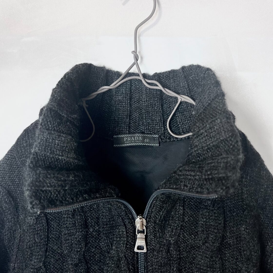 1999AW PRADA Uomo Padded Wool Drivers Knit Jacket プラダ パデッド 