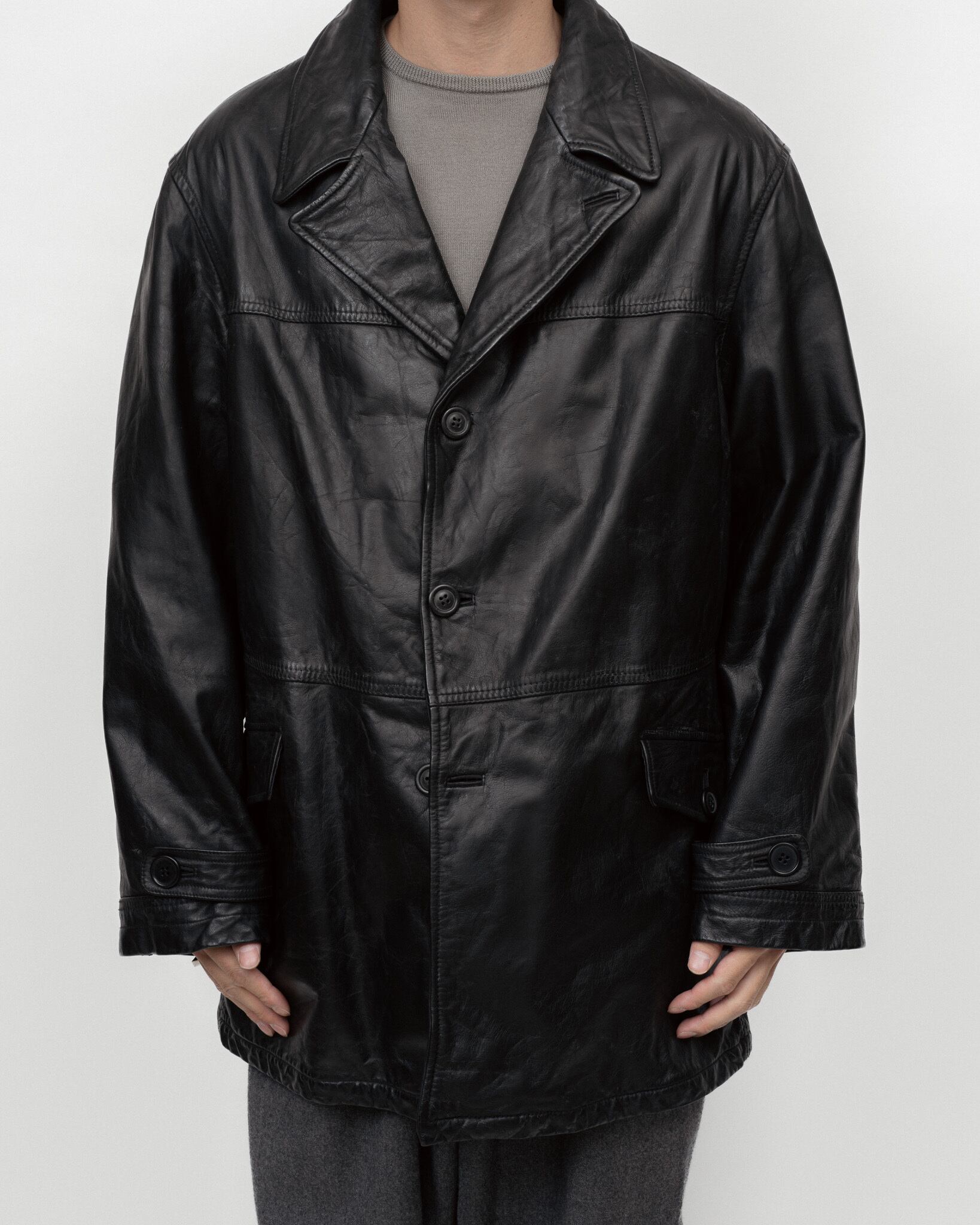 ARMANI JEANS 90s レザーカーコート car coat 90's] 