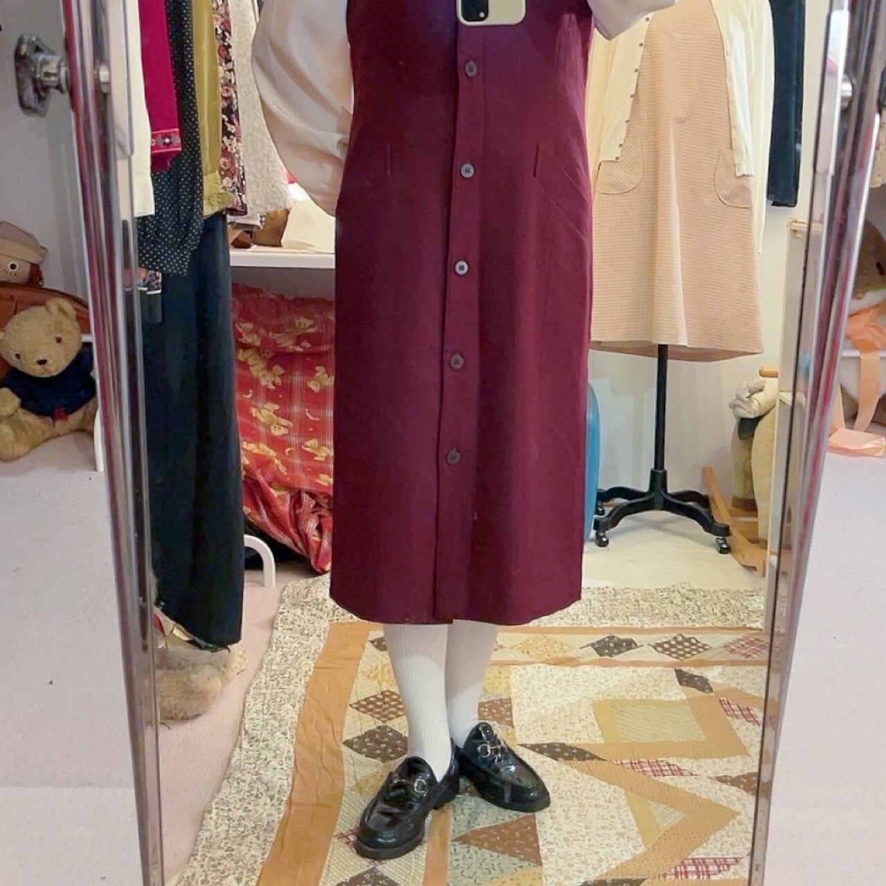 front button wool jumper skirt