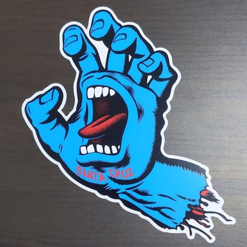 【ST-51】Santa Cruz Skateboards サンタクルーズ スケートボード ステッカー blue Screaming Hand big