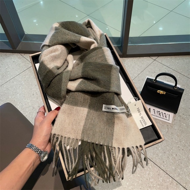 【ギンガムチェックロングスカーフ】P02446