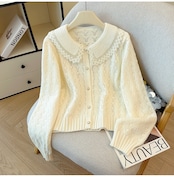 襟付きニットカーディガン