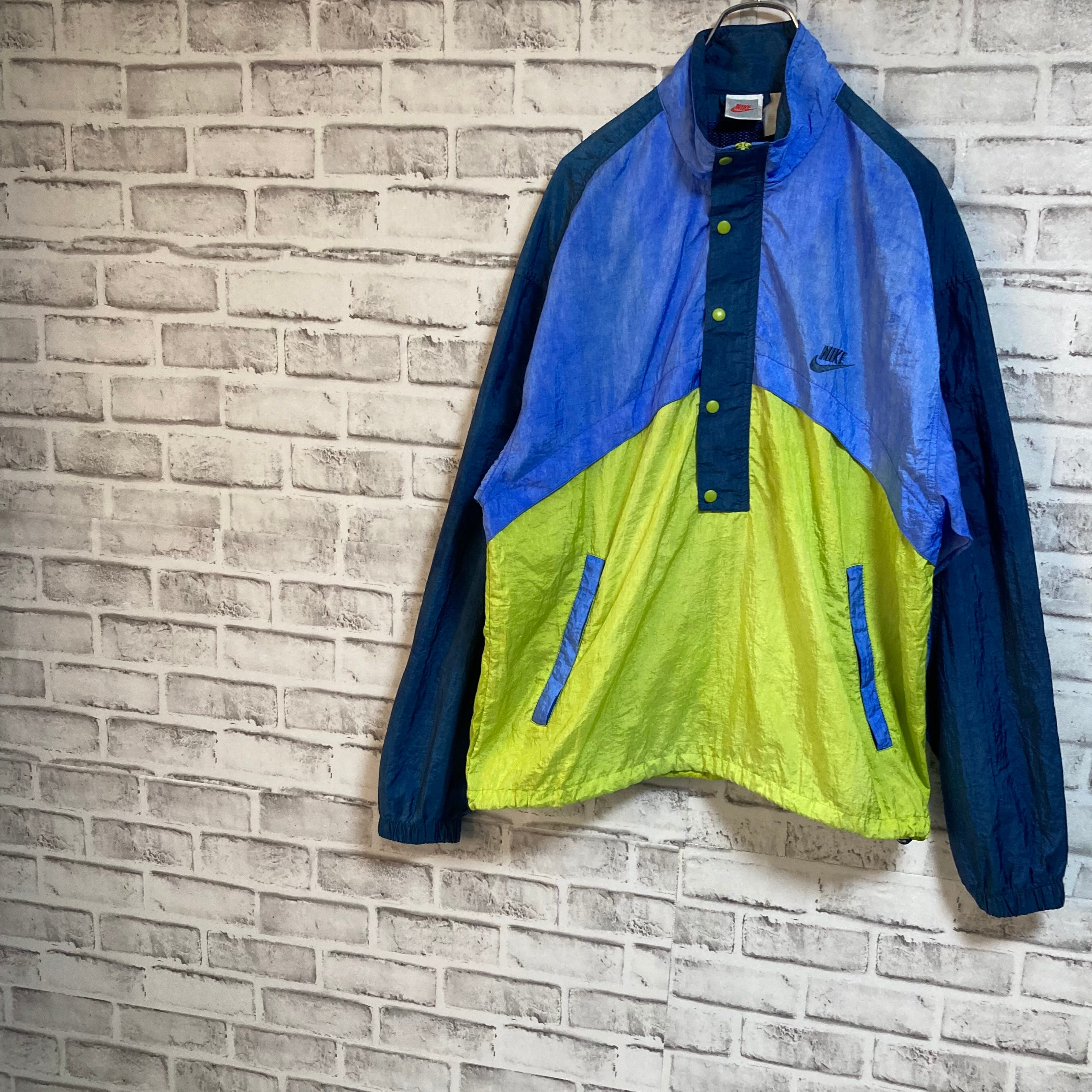 NIKE】90s Halfzip Nylon Jacket L相当 USA規格 ナイキ 銀タグ 切替 ...