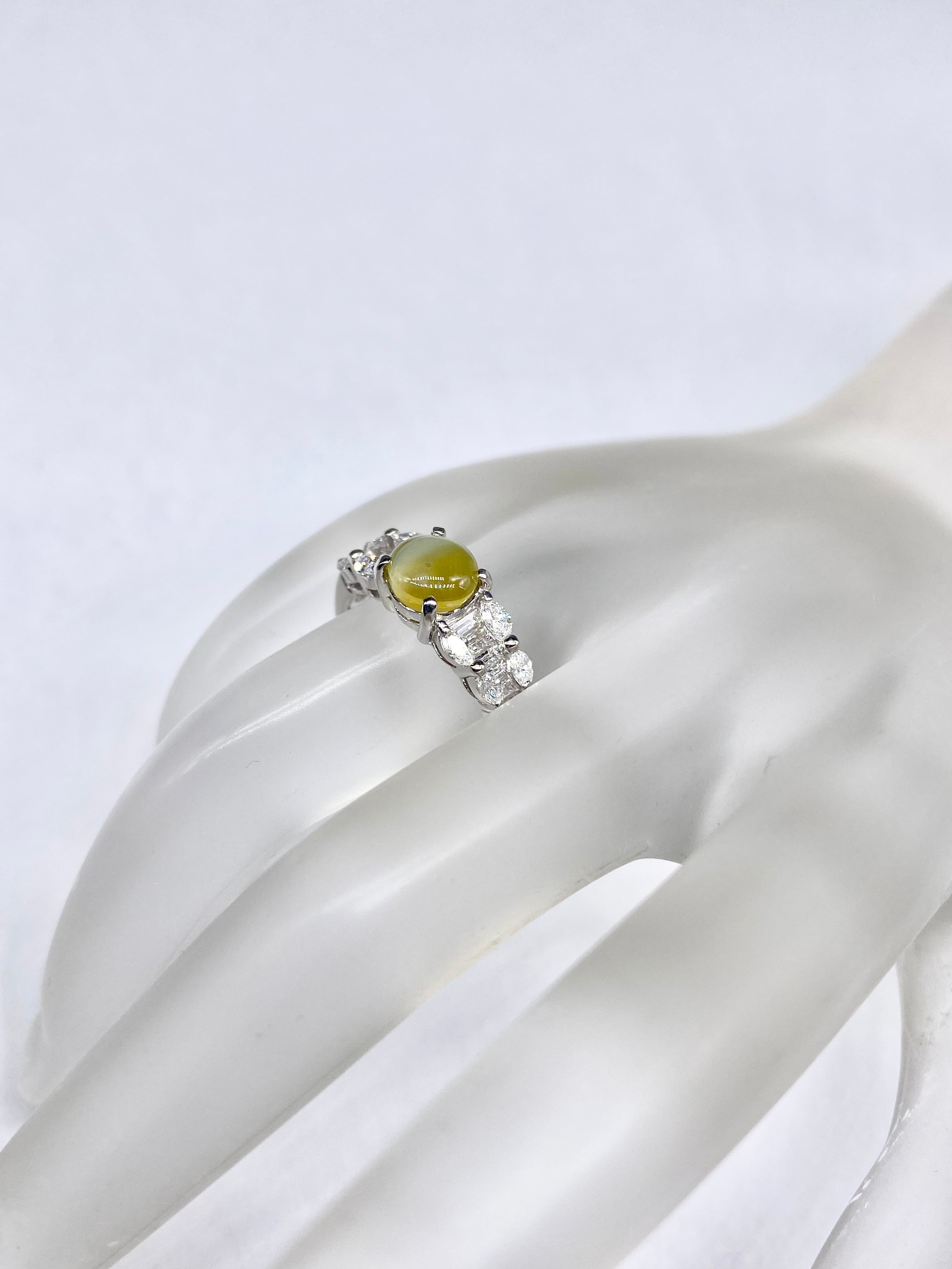 クリソベリルキャッツアイ 1.66ct / ダイヤモンド 計0.72ct Pt900