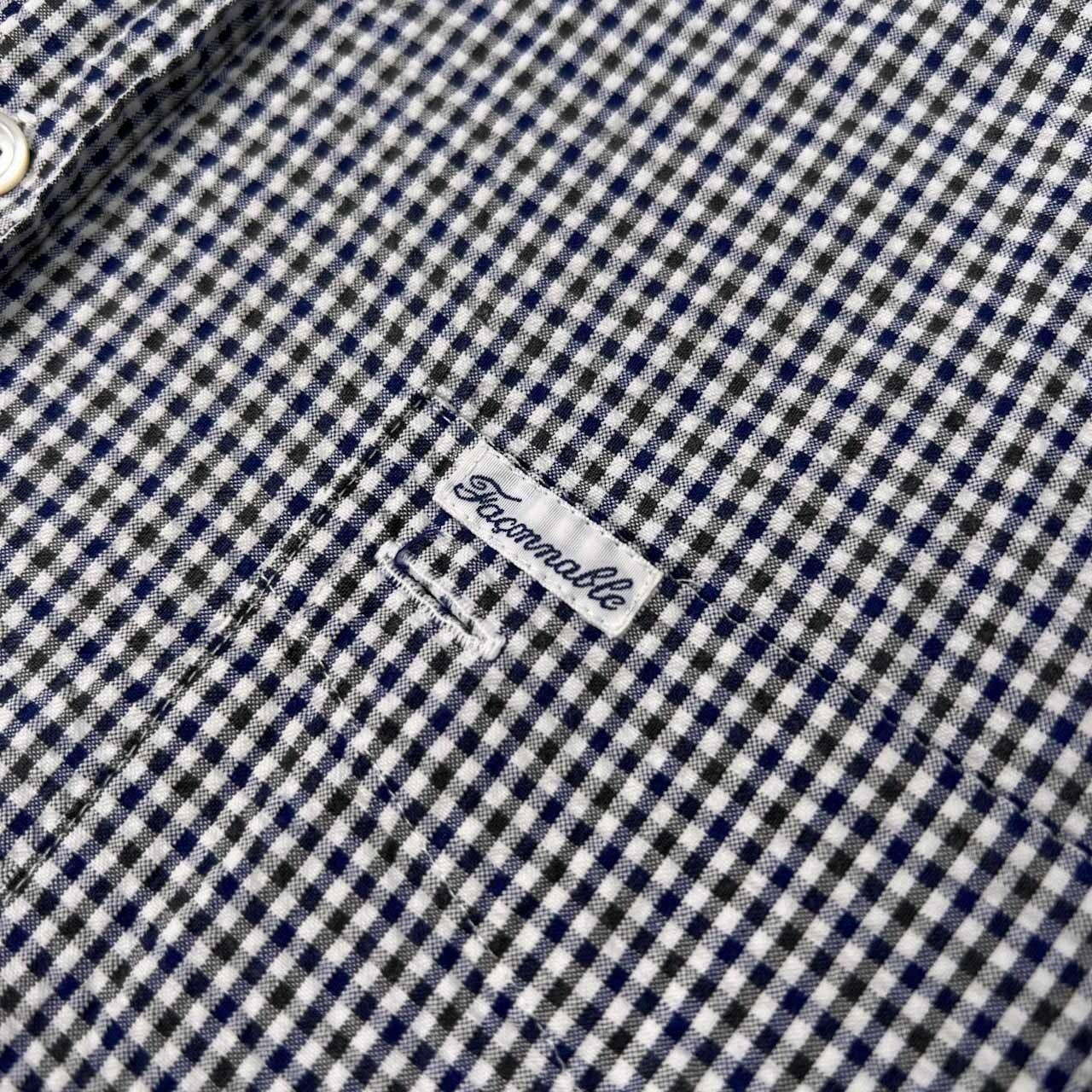 90s FACONNABLE ファソナブル フランスデザイン チェック柄 BD 半袖 シアサッカー シャツ サイズ M /メンズ/ビンテージ